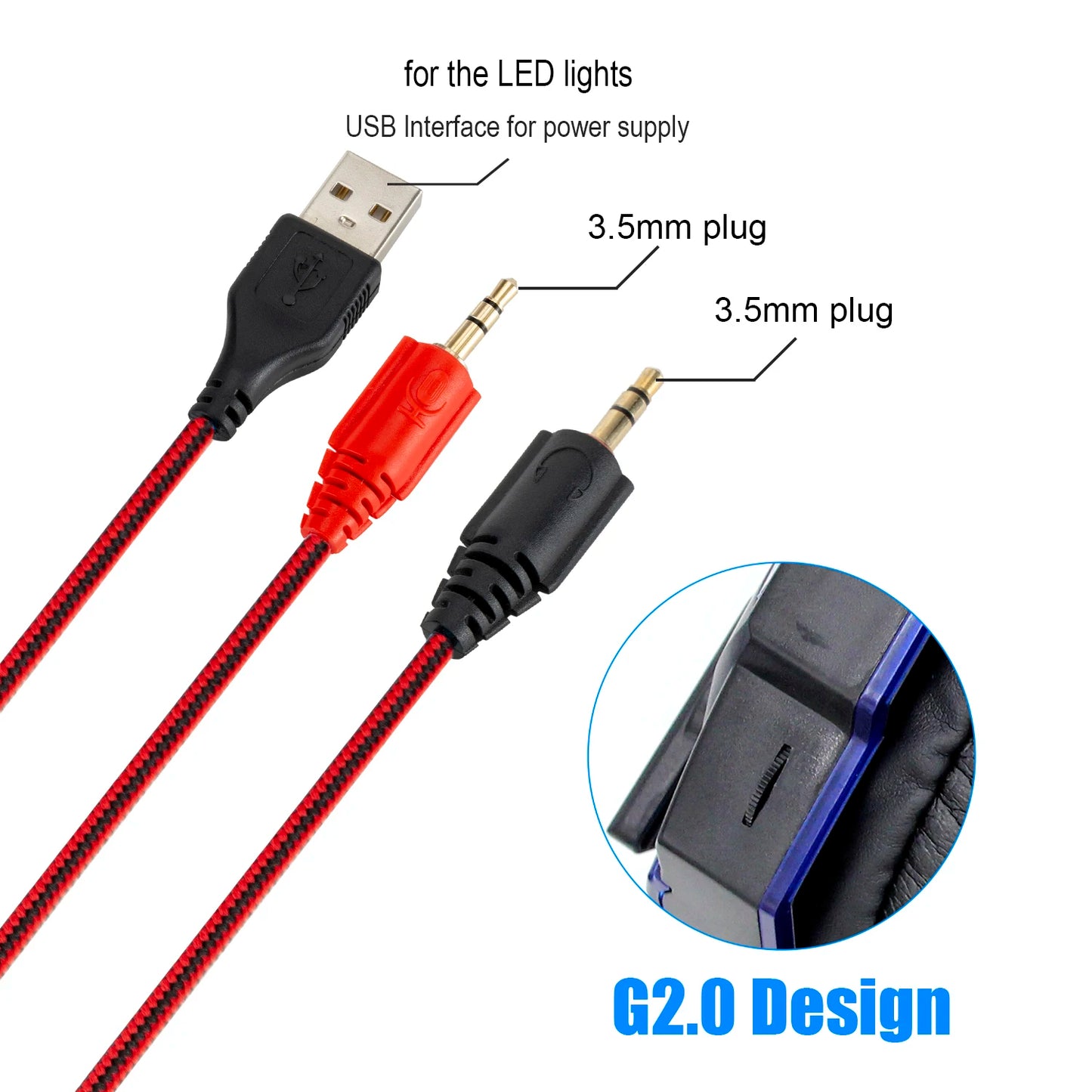 Professional LED Light Wired Gaming Headphones with Microphone, Bass Stereo PC/PS4/PS5/Xbox Gaming Headset