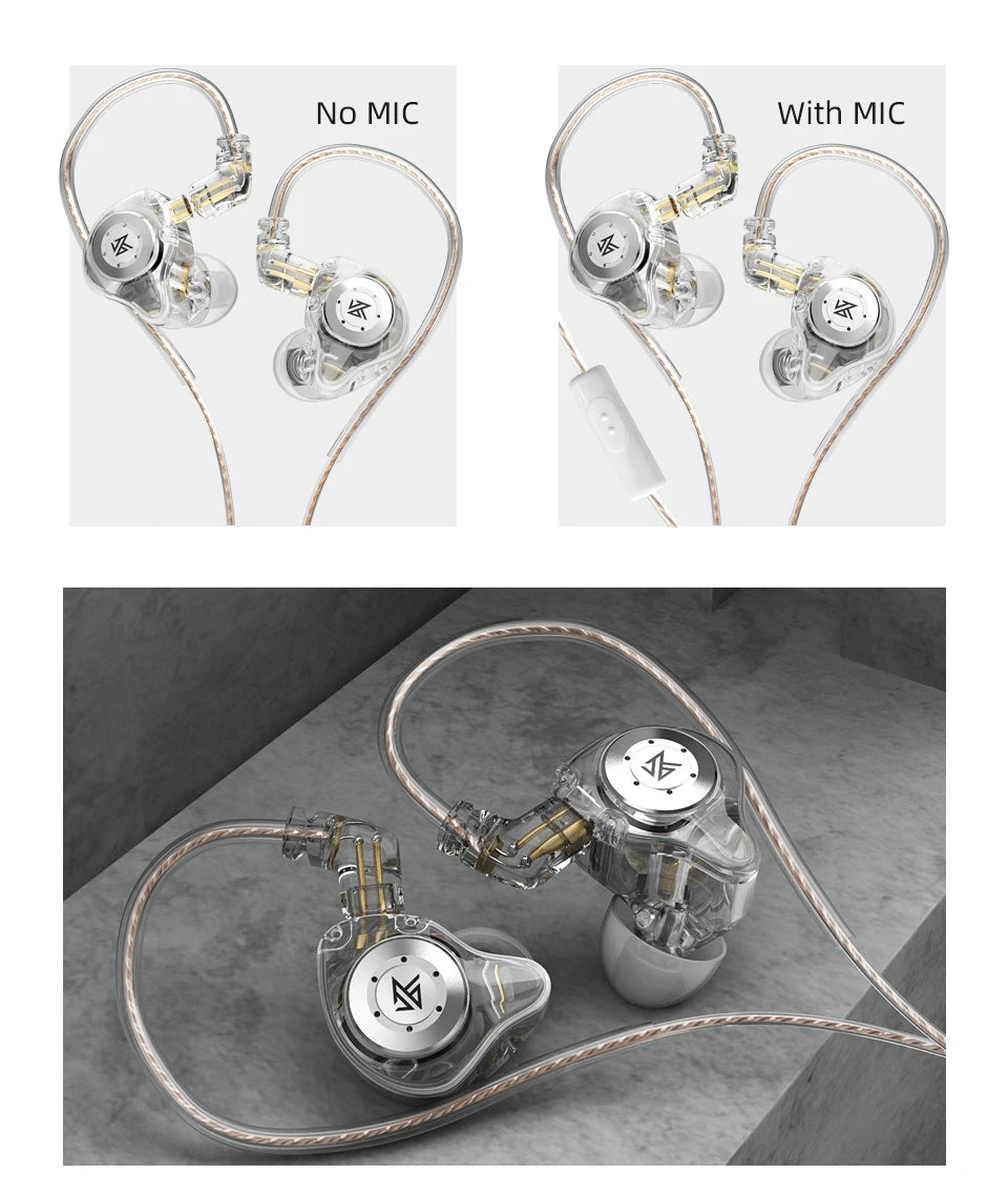 KZ EDX Pro HiFi Wired Earphones - Dynamic In-Ear Monitor with Noise Cancelling and Bass Stereo