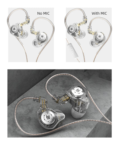 KZ EDX Pro HiFi Wired Earphones - Dynamic In-Ear Monitor with Noise Cancelling and Bass Stereo