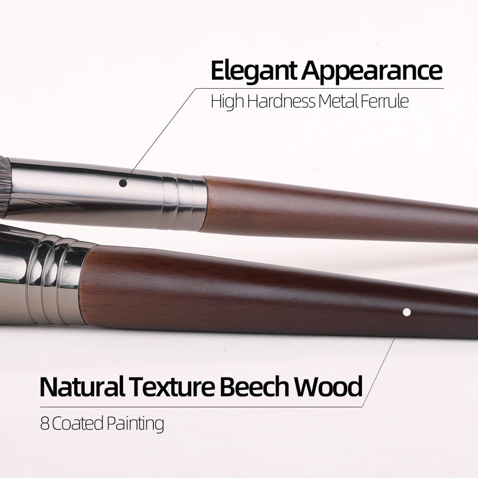 OVW Natural Goat Hair Makeup Brush Set - Professional Blending, Smudging & Shader Kit