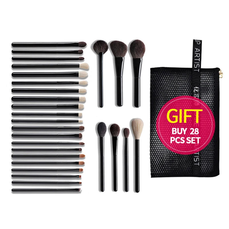 OVW Natural Goat Hair Makeup Brushes Set - Professional Blending & Smudging Kit