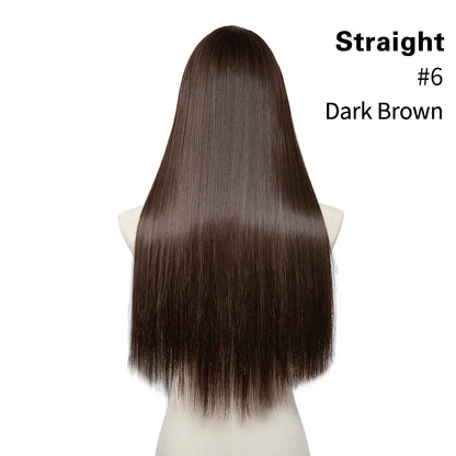 Synthetic U-Part Clip-in Blonde Hair Extensions Long Straight 16"-24"