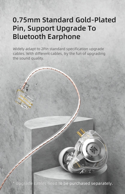 KZ EDX Pro HiFi Wired Earphones - Dynamic In-Ear Monitor with Noise Cancelling and Bass Stereo