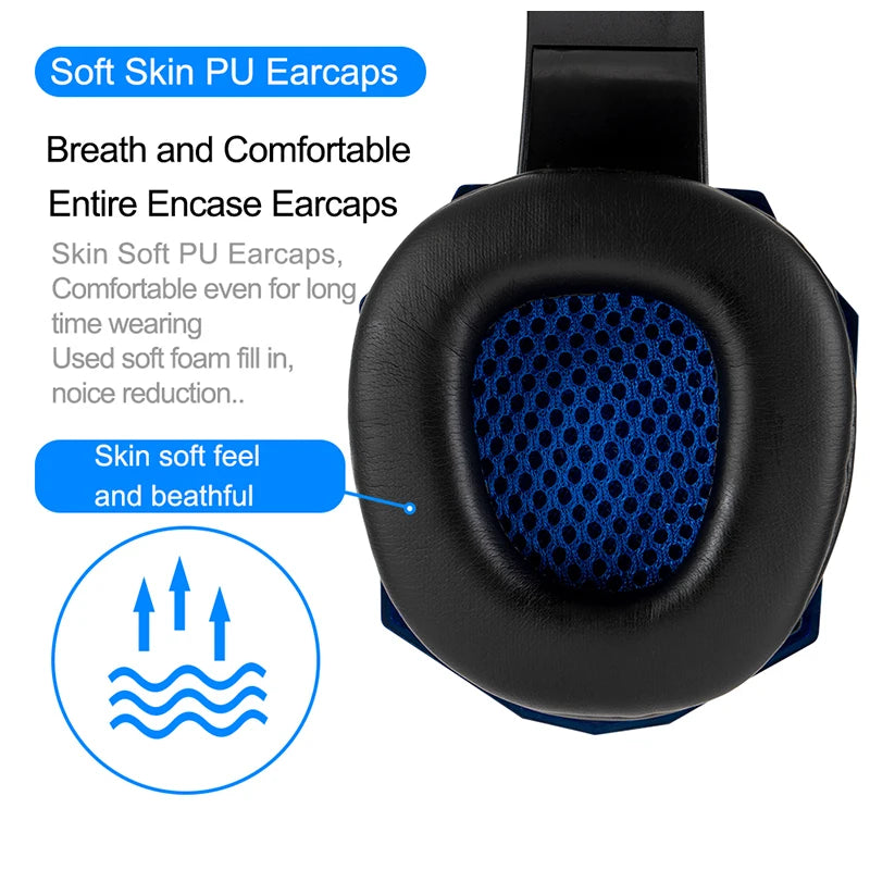 Professional LED Light Wired Gaming Headphones with Microphone, Bass Stereo PC/PS4/PS5/Xbox Gaming Headset