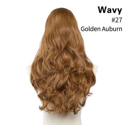 Synthetic U-Part Clip-in Blonde Hair Extensions Long Straight 16"-24"