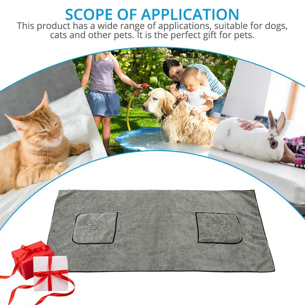 Super Absorbent Quick-Drying Microfiber Dog & Cat Bath Towel