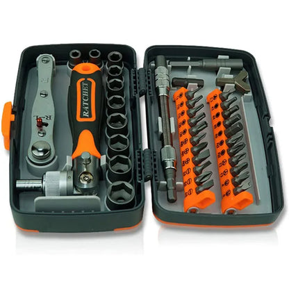 Labor-Saving Ratchet Screwdriver Set, Household Magnetic Toolbox with Torx Bits