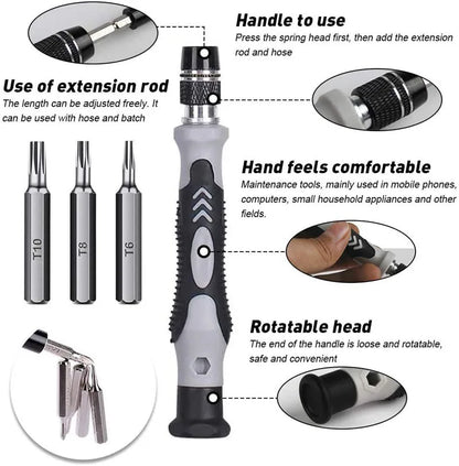 Labor-Saving Ratchet Screwdriver Set, Household Magnetic Toolbox with Torx Bits