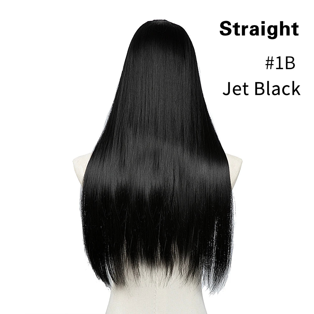 Synthetic U-Part Clip-in Blonde Hair Extensions Long Straight 16"-24"