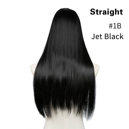 Synthetic U-Part Clip-in Blonde Hair Extensions Long Straight 16"-24"