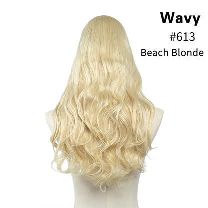 Synthetic U-Part Clip-in Blonde Hair Extensions Long Straight 16"-24"