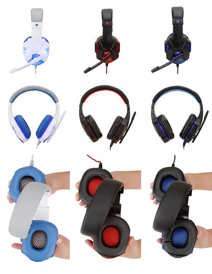Professional LED Light Wired Gaming Headphones with Microphone, Bass Stereo PC/PS4/PS5/Xbox Gaming Headset