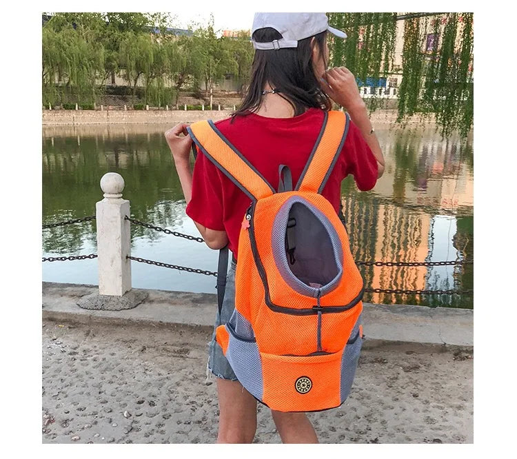 Portable Pet Dog Carrier Backpack – Front & Shoulder Mesh Travel Bag for Cats & Small Dogs