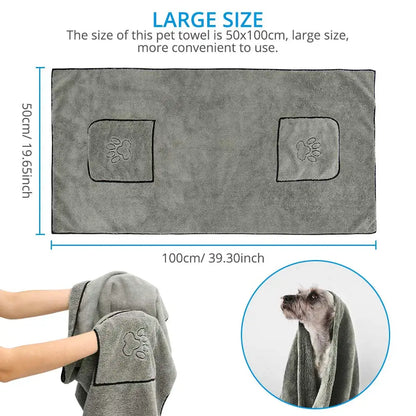 Super Absorbent Quick-Drying Microfiber Dog & Cat Bath Towel