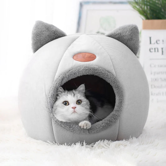 Cozy Winter Cat Bed & Small Dog House – Deep Sleep Comfort Basket Tent for Pets