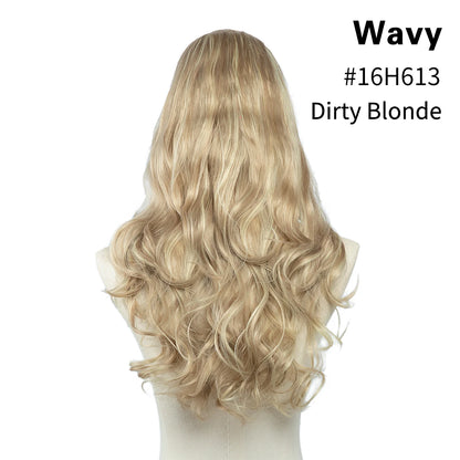 Synthetic U-Part Clip-in Blonde Hair Extensions Long Straight 16"-24"