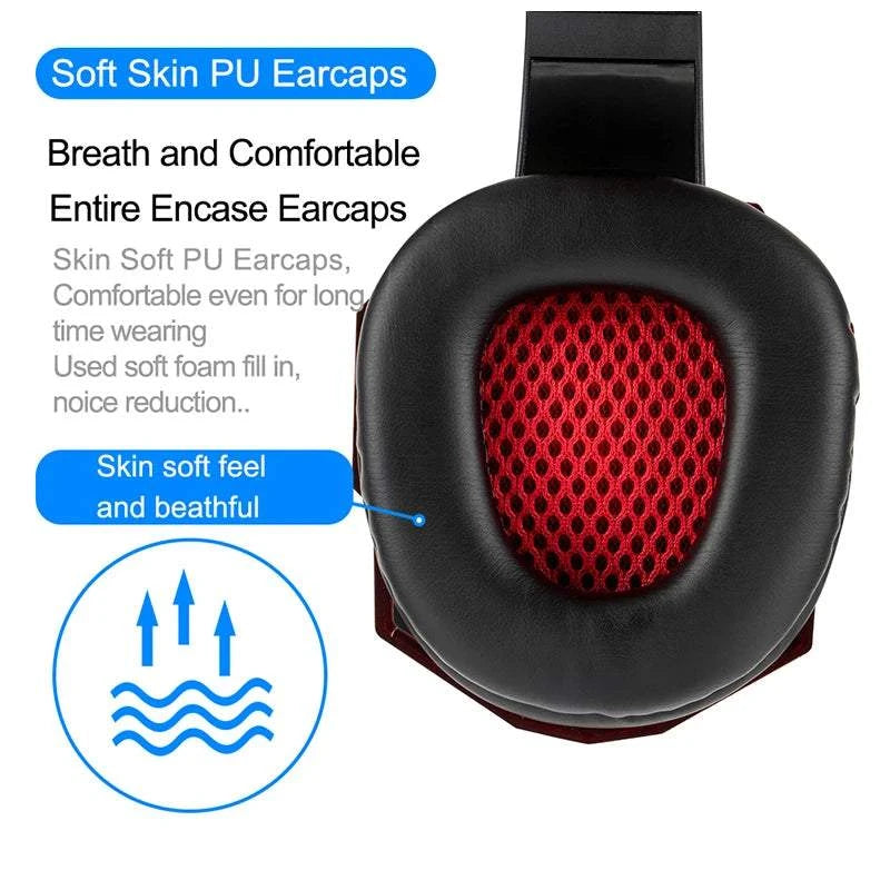 Professional LED Light Wired Gaming Headphones with Microphone, Bass Stereo PC/PS4/PS5/Xbox Gaming Headset
