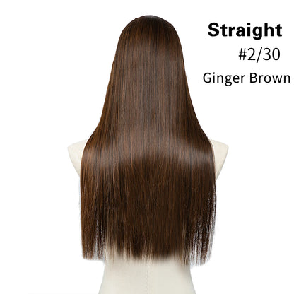 Synthetic U-Part Clip-in Blonde Hair Extensions Long Straight 16"-24"