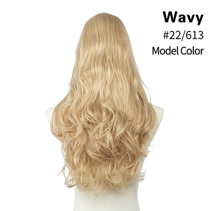 Synthetic U-Part Clip-in Blonde Hair Extensions Long Straight 16"-24"