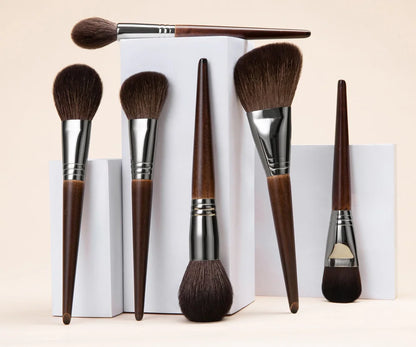 OVW Natural Goat Hair Makeup Brushes Set - Professional Blending & Smudging Kit