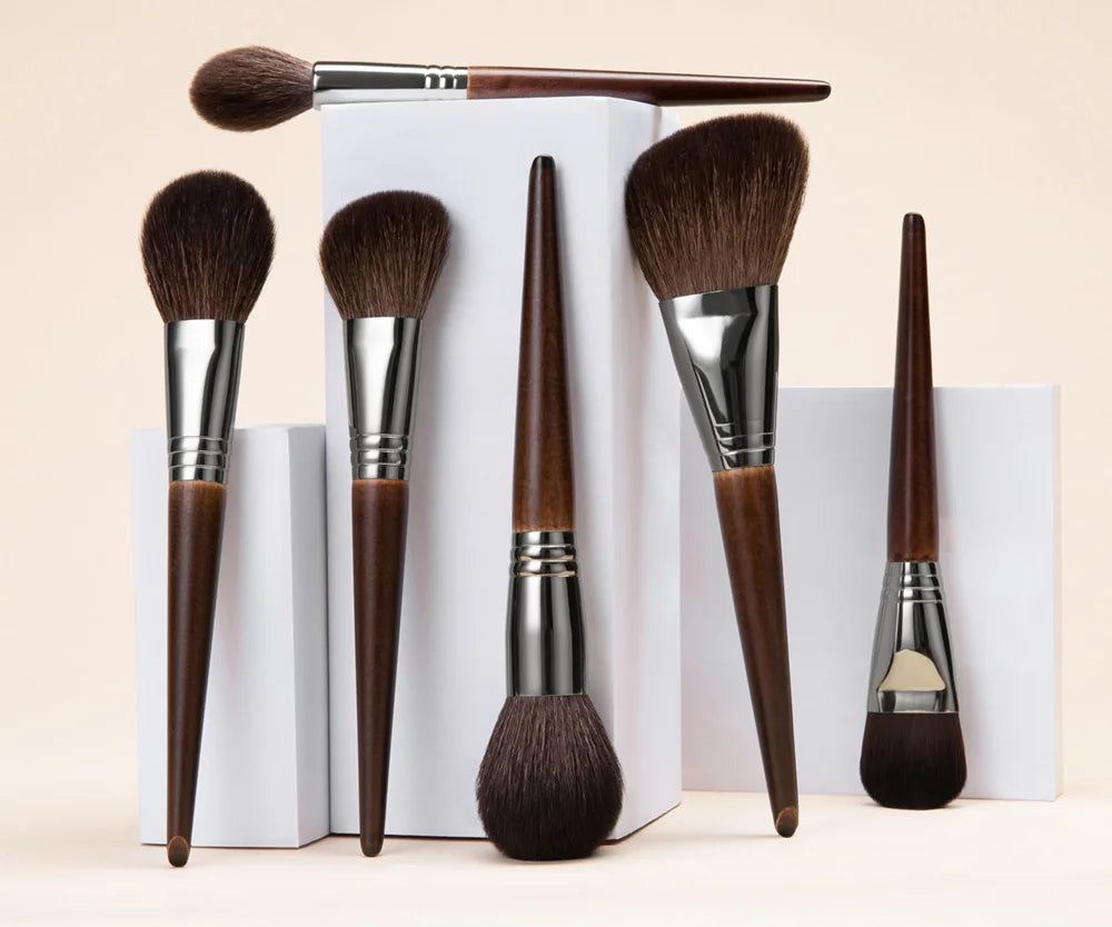 OVW Natural Goat Hair Makeup Brush Set - Professional Blending, Smudging & Shader Kit