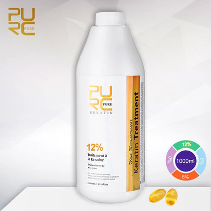 PURC 1000ml Keratin Hair Straightening & Smoothing Treatment for Curly, Frizzy Hair Professional Brazilian Keratin Care