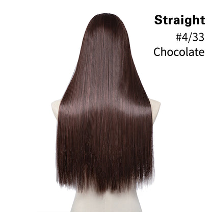 Synthetic U-Part Clip-in Blonde Hair Extensions Long Straight 16"-24"