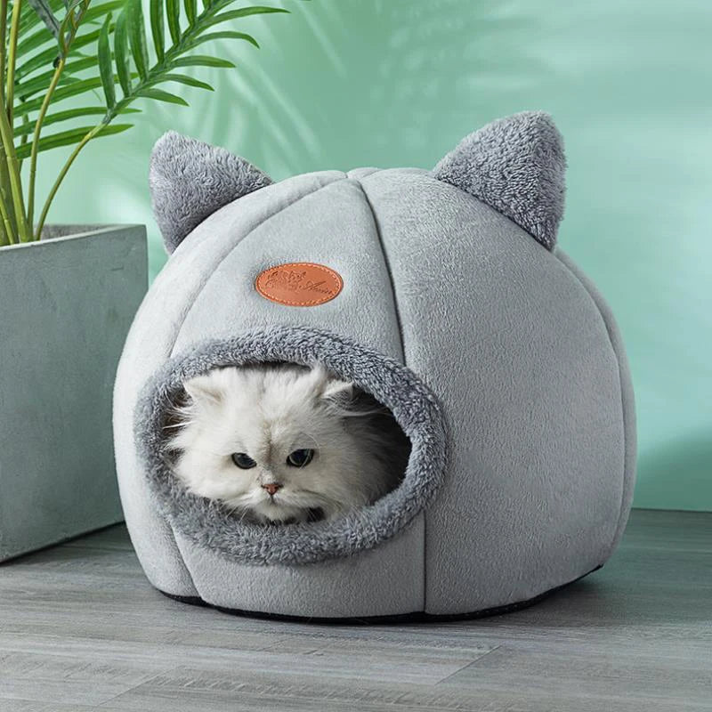 Cozy Winter Cat Bed & Small Dog House – Deep Sleep Comfort Basket Tent for Pets