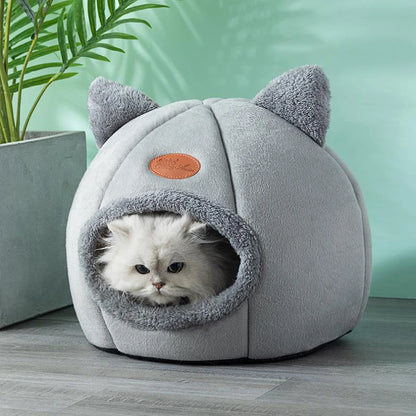 Cozy Winter Cat Bed & Small Dog House – Deep Sleep Comfort Basket Tent for Pets