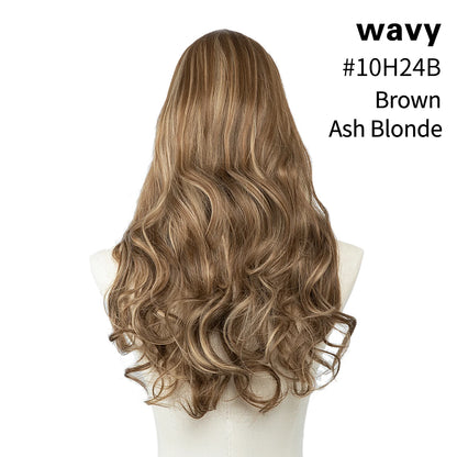 Synthetic U-Part Clip-in Blonde Hair Extensions Long Straight 16"-24"