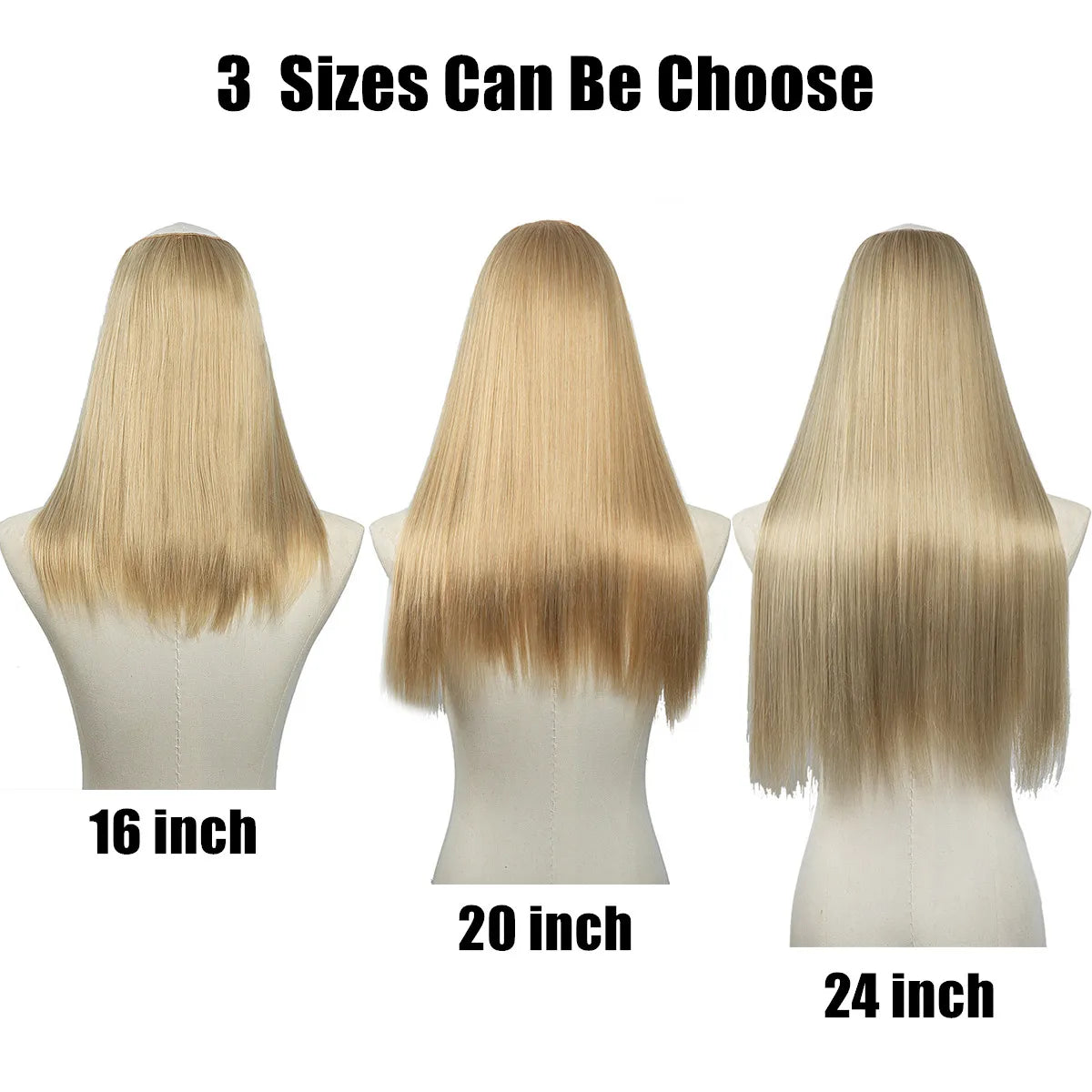 Synthetic U-Part Clip-in Blonde Hair Extensions Long Straight 16"-24"