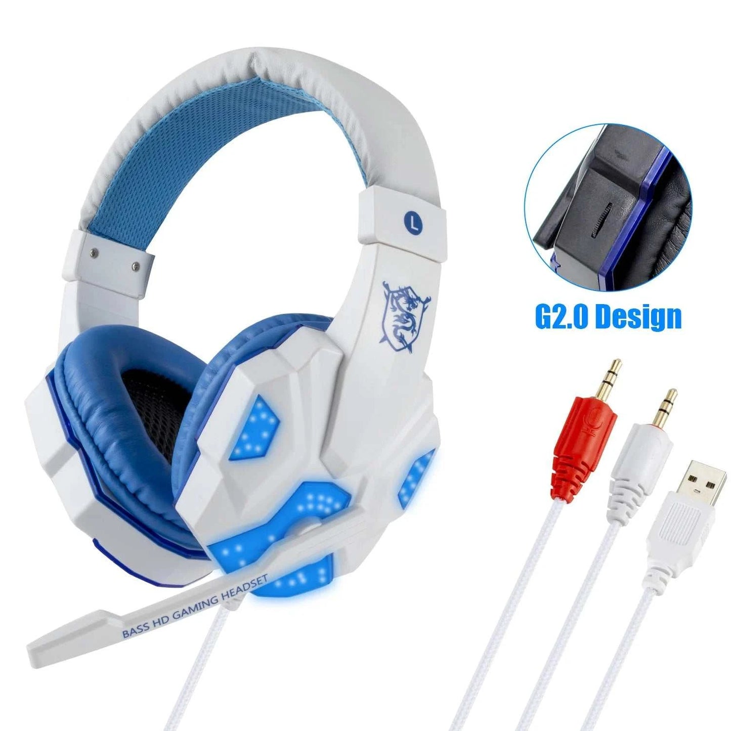 Professional LED Light Wired Gaming Headphones with Microphone, Bass Stereo PC/PS4/PS5/Xbox Gaming Headset
