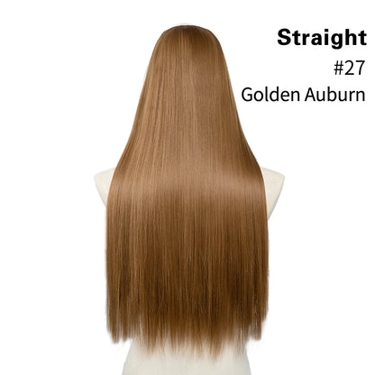 Synthetic U-Part Clip-in Blonde Hair Extensions Long Straight 16"-24"