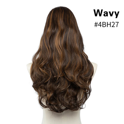 Synthetic U-Part Clip-in Blonde Hair Extensions Long Straight 16"-24"