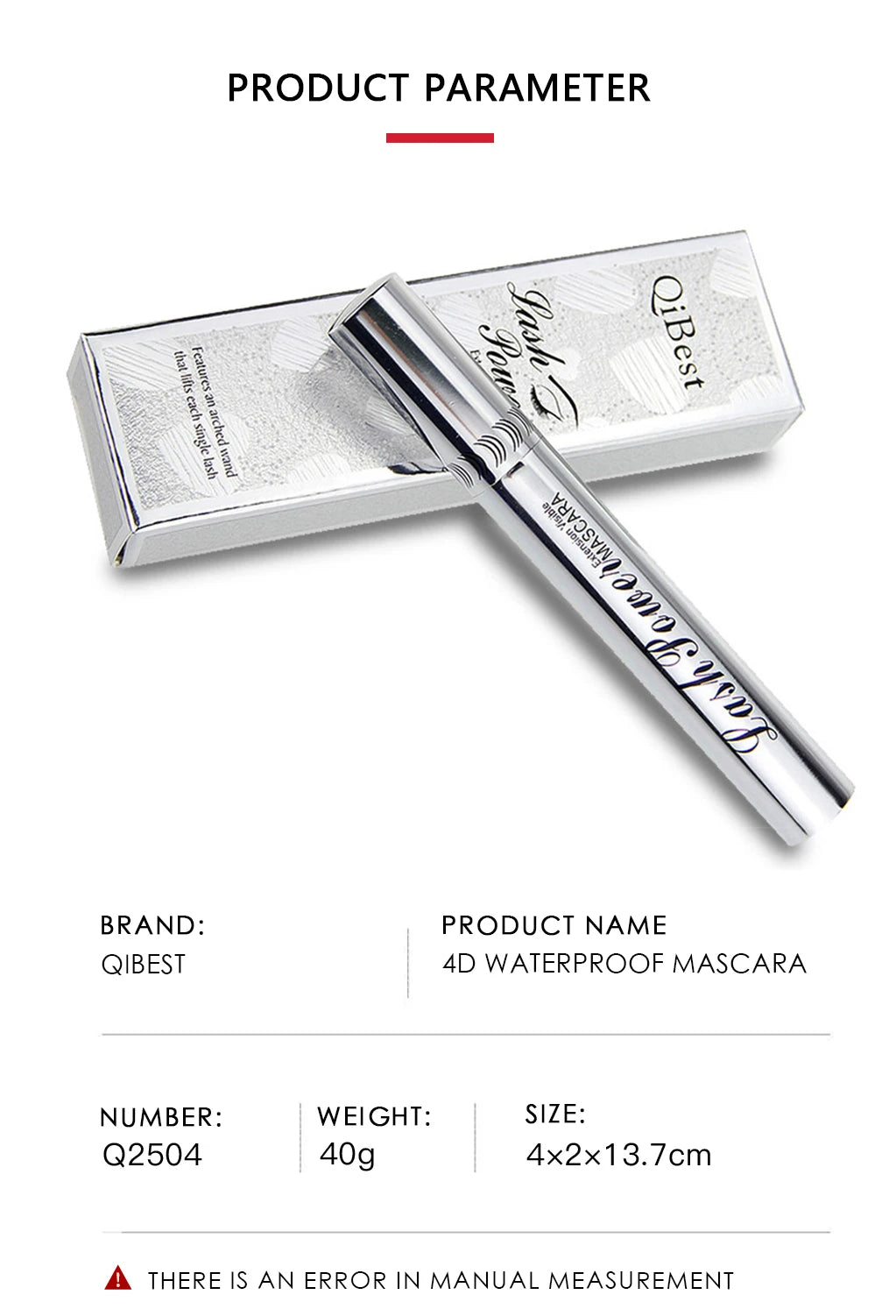 QIBEST 4D Black Mascara - Lengthening & Volume Waterproof Eyelash Makeup