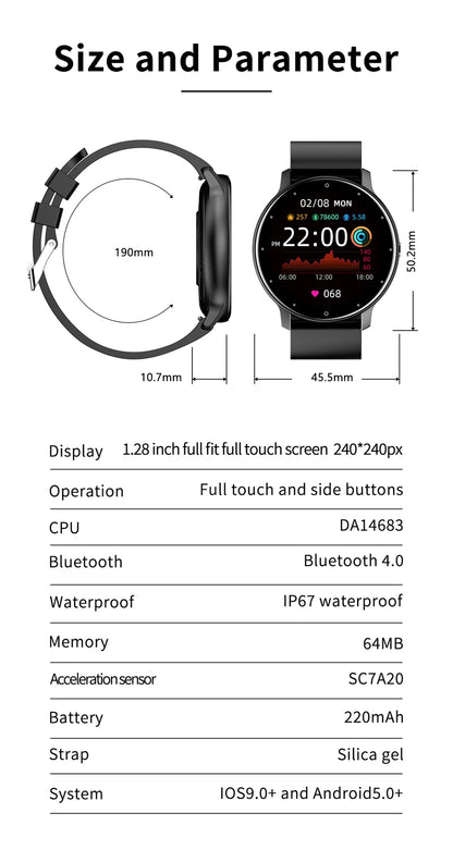 LIGE 2025 Smartwatch for Ladies, Full Touch Screen, Sports Fitness Tracker, IP67 Waterproof, Bluetooth for Android/iOS