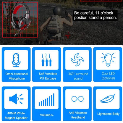 Professional LED Light Wired Gaming Headphones with Microphone, Bass Stereo PC/PS4/PS5/Xbox Gaming Headset
