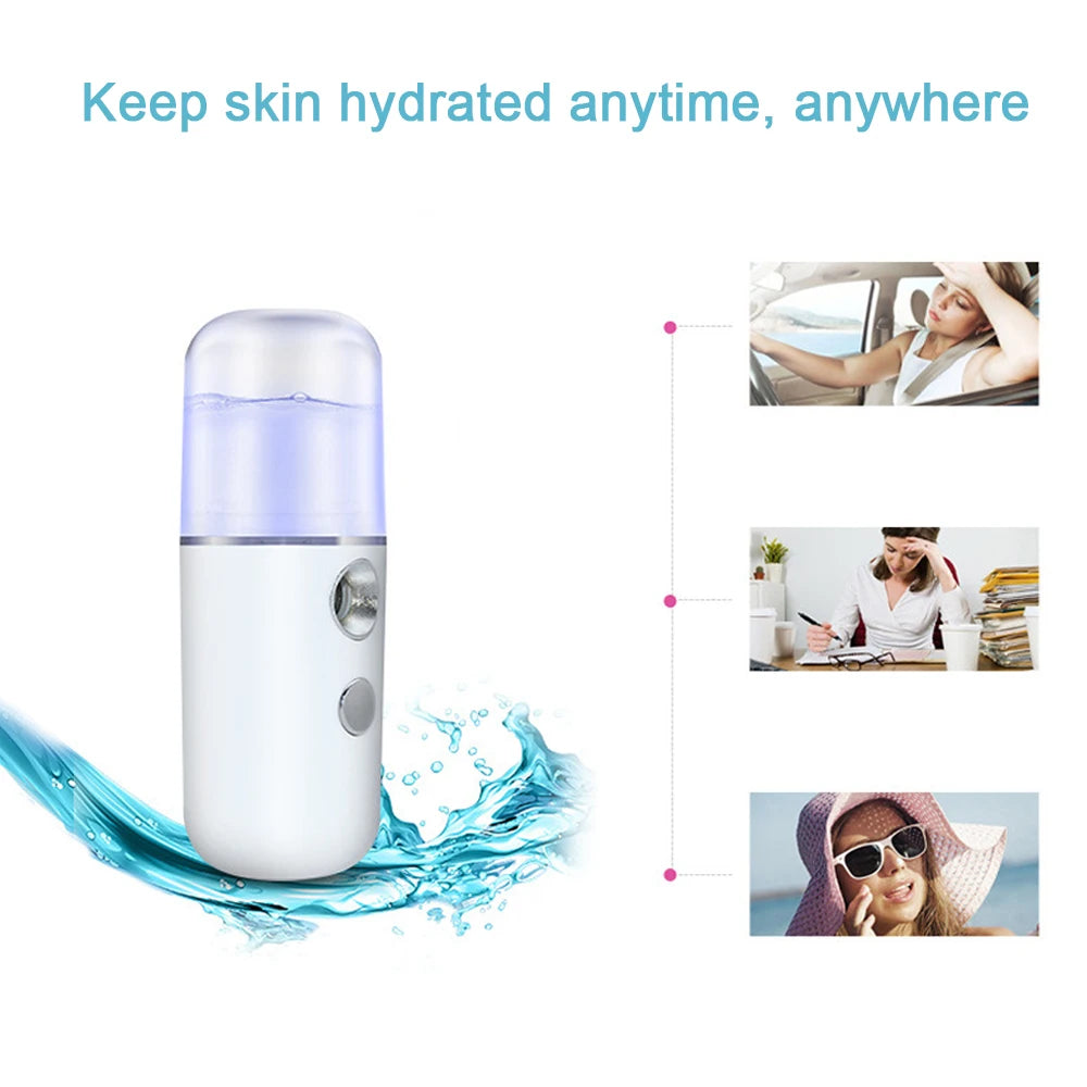 USB Mist Facial Sprayer - Rechargeable Humidifier & Nebulizer for Moisturizing Face Skin Care