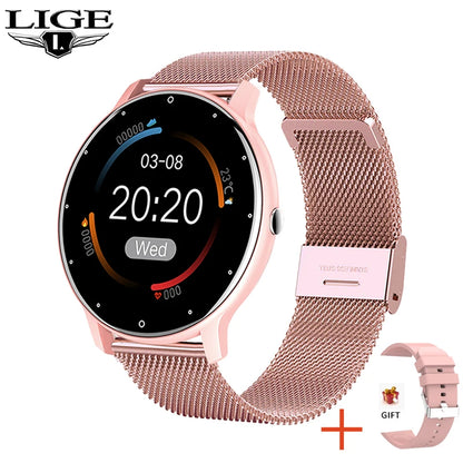 LIGE 2025 Smartwatch for Ladies, Full Touch Screen, Sports Fitness Tracker, IP67 Waterproof, Bluetooth for Android/iOS