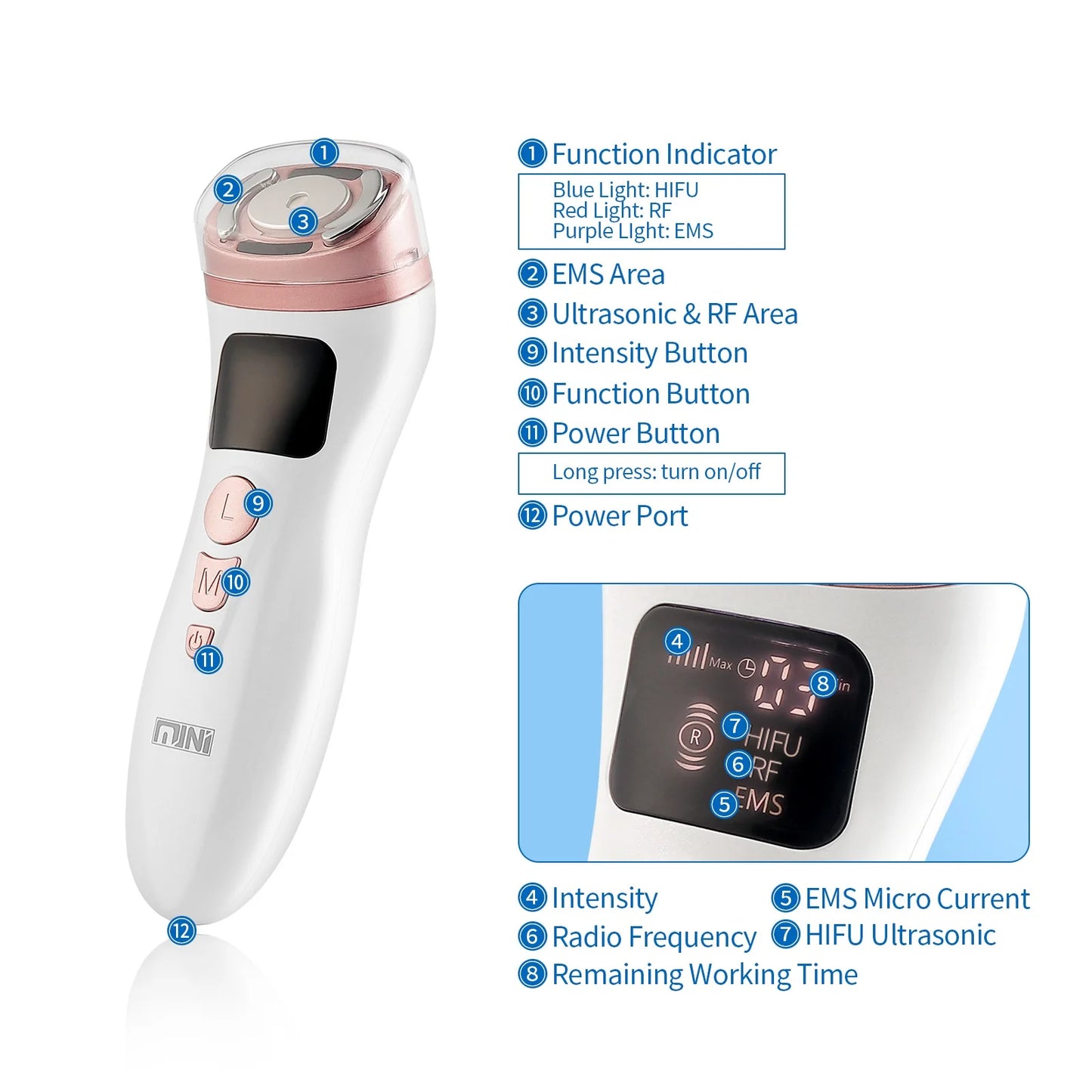 Mini HIFU Machine Ultrasonic RF EMS Facial Lifting & Skin Tightening Device