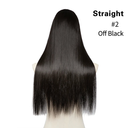 Synthetic U-Part Clip-in Blonde Hair Extensions Long Straight 16"-24"