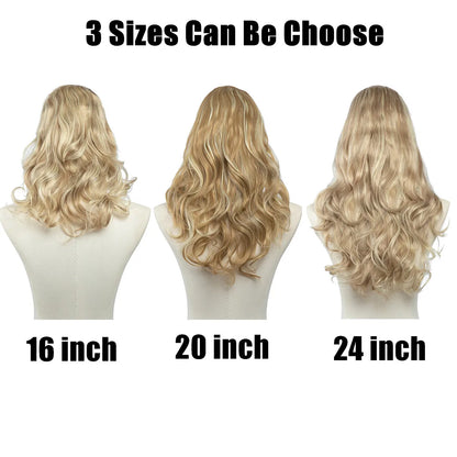 Synthetic U-Part Clip-in Blonde Hair Extensions Long Straight 16"-24"