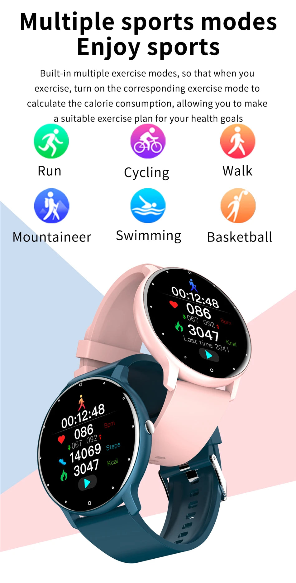 LIGE 2025 Smartwatch for Ladies, Full Touch Screen, Sports Fitness Tracker, IP67 Waterproof, Bluetooth for Android/iOS