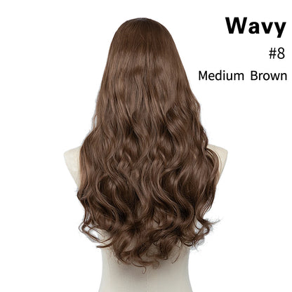 Synthetic U-Part Clip-in Blonde Hair Extensions Long Straight 16"-24"