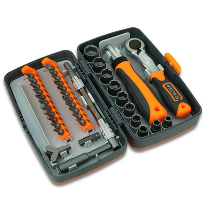 Labor-Saving Ratchet Screwdriver Set, Household Magnetic Toolbox with Torx Bits