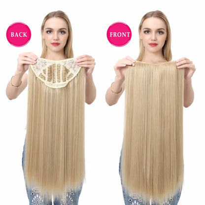 Synthetic U-Part Clip-in Blonde Hair Extensions Long Straight 16"-24"