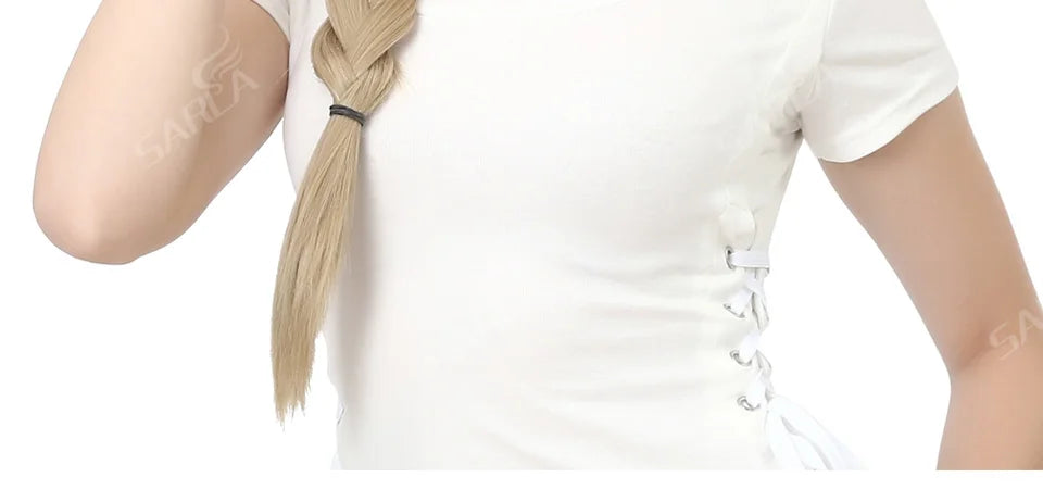 Synthetic U-Part Clip-in Blonde Hair Extensions Long Straight 16"-24"