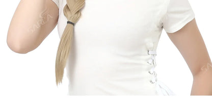 Synthetic U-Part Clip-in Blonde Hair Extensions Long Straight 16"-24"