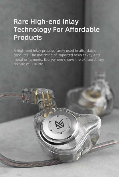 KZ EDX Pro HiFi Wired Earphones - Dynamic In-Ear Monitor with Noise Cancelling and Bass Stereo