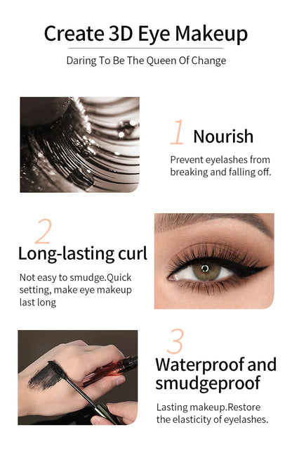 QIBEST 4D Black Mascara - Lengthening & Volume Waterproof Eyelash Makeup